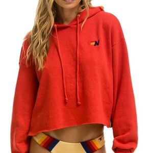 Aviator Nation: BOLT STRIPE RELAXED CROPPED
PULLOVER HOODIE